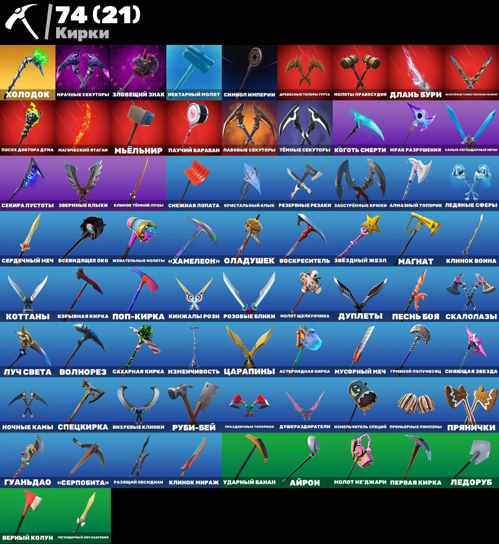 Мгновенный доступ•FN (все платформы)•53 skins•Merry mint axe•Полный доступ