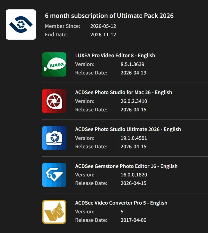 ACDSee Ultimate Pack 2026 | 6-месячная подписка на пакет программ | Ключ - irongamers.ru
