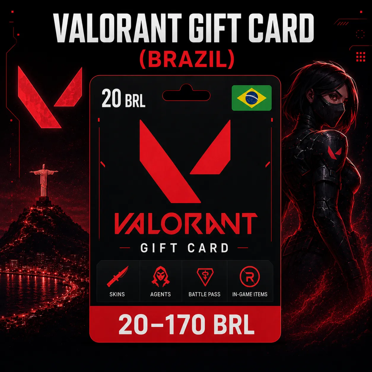 Valorant Gift Card (Бразилия) 20–170 BRL | Код пополнения