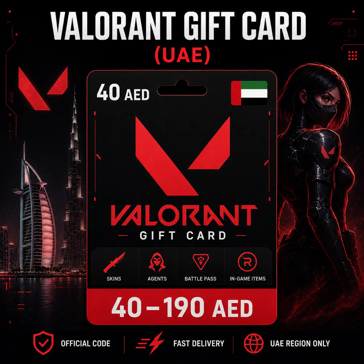 Valorant Gift Card (ОАЭ) 40–190 AED | Код пополнения