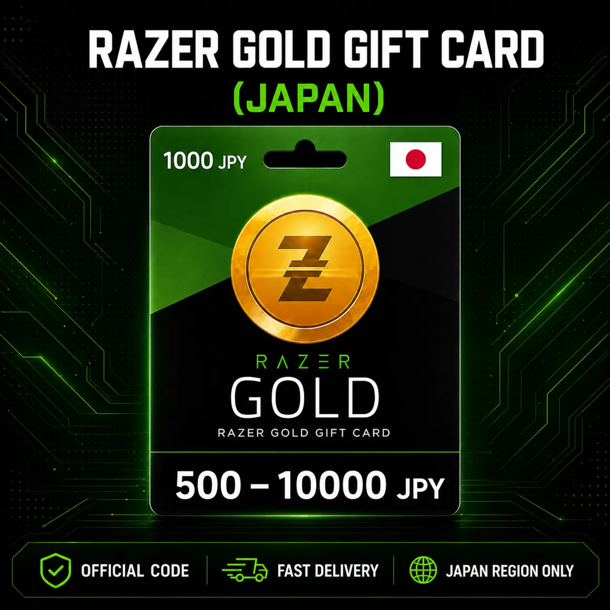 Razer Gold Gift Card (Япония) 500–10000 JPY | Код пополнения - irongamers.ru