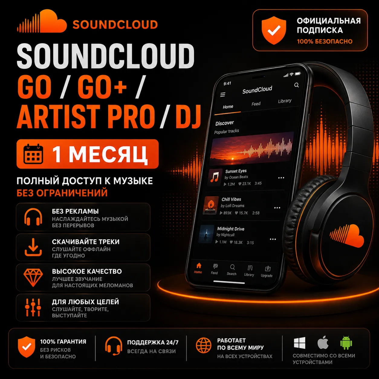 SoundCloud Go/Go+/Artist Pro/Dj — Аккаунт на 1 месяц