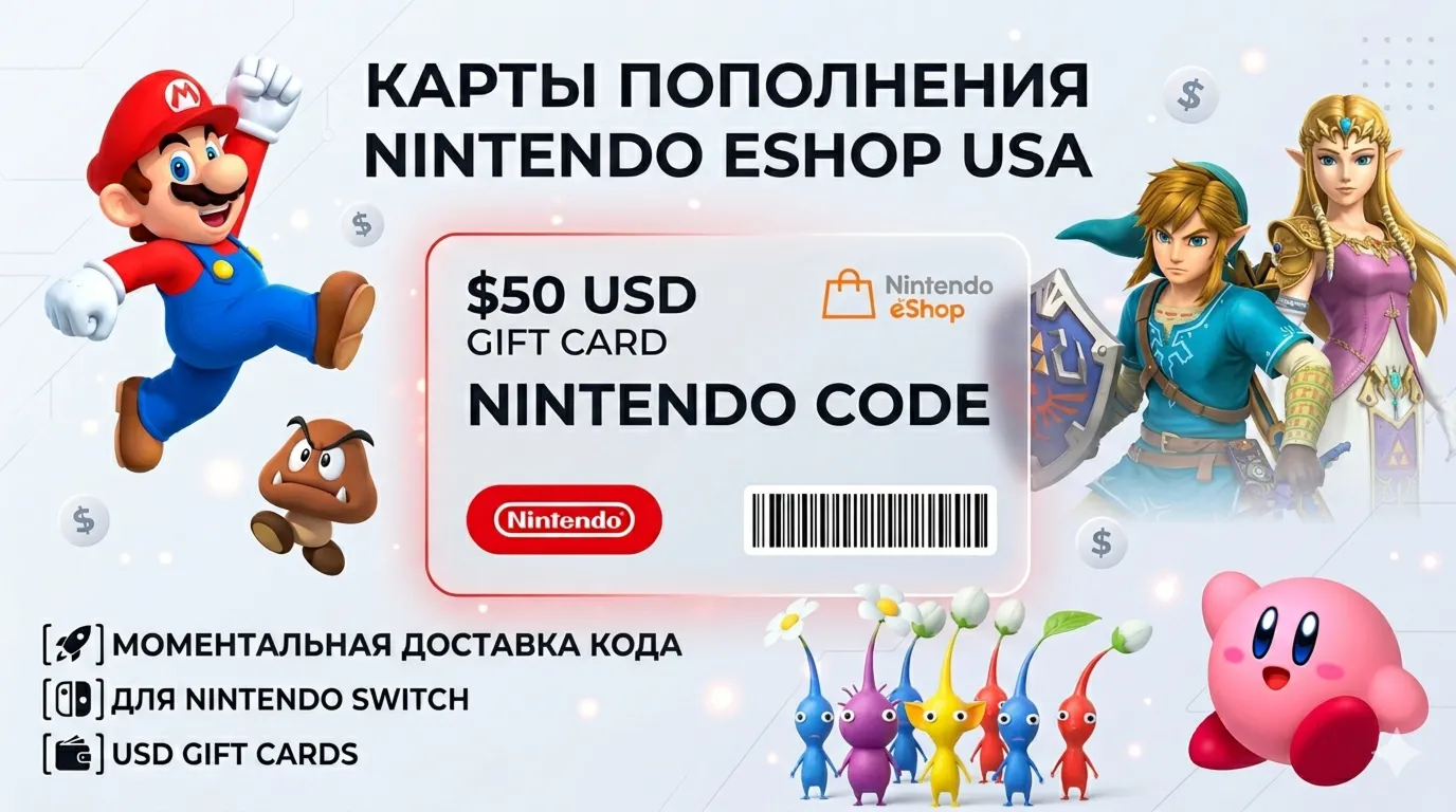 БЫСТРО Карта Nintendo eShop (US) 5-100$ | НИЗКАЯ ЦЕНА - irongamers.ru