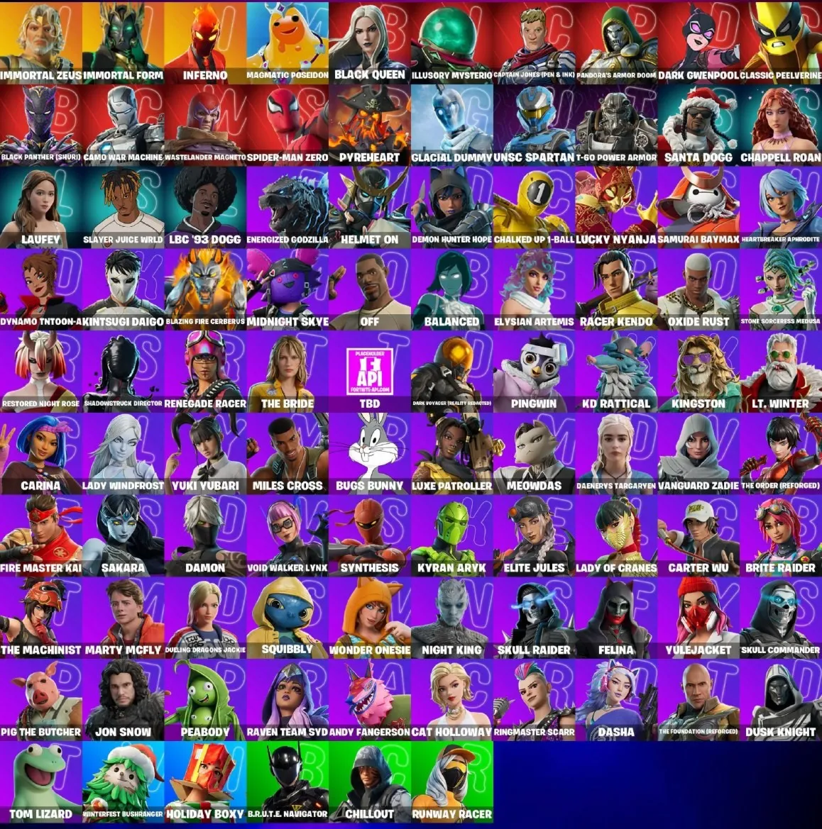 Мгновенный доступ • FN (все платформы) •  96 skins • 1450 VB • Полный доступ