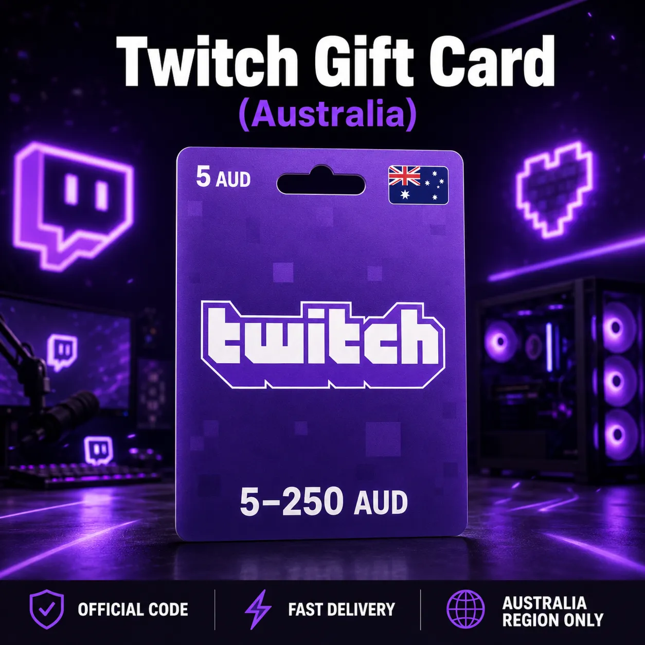 Twitch Gift Card (Австралия) 5–250 AUD | Код пополнения