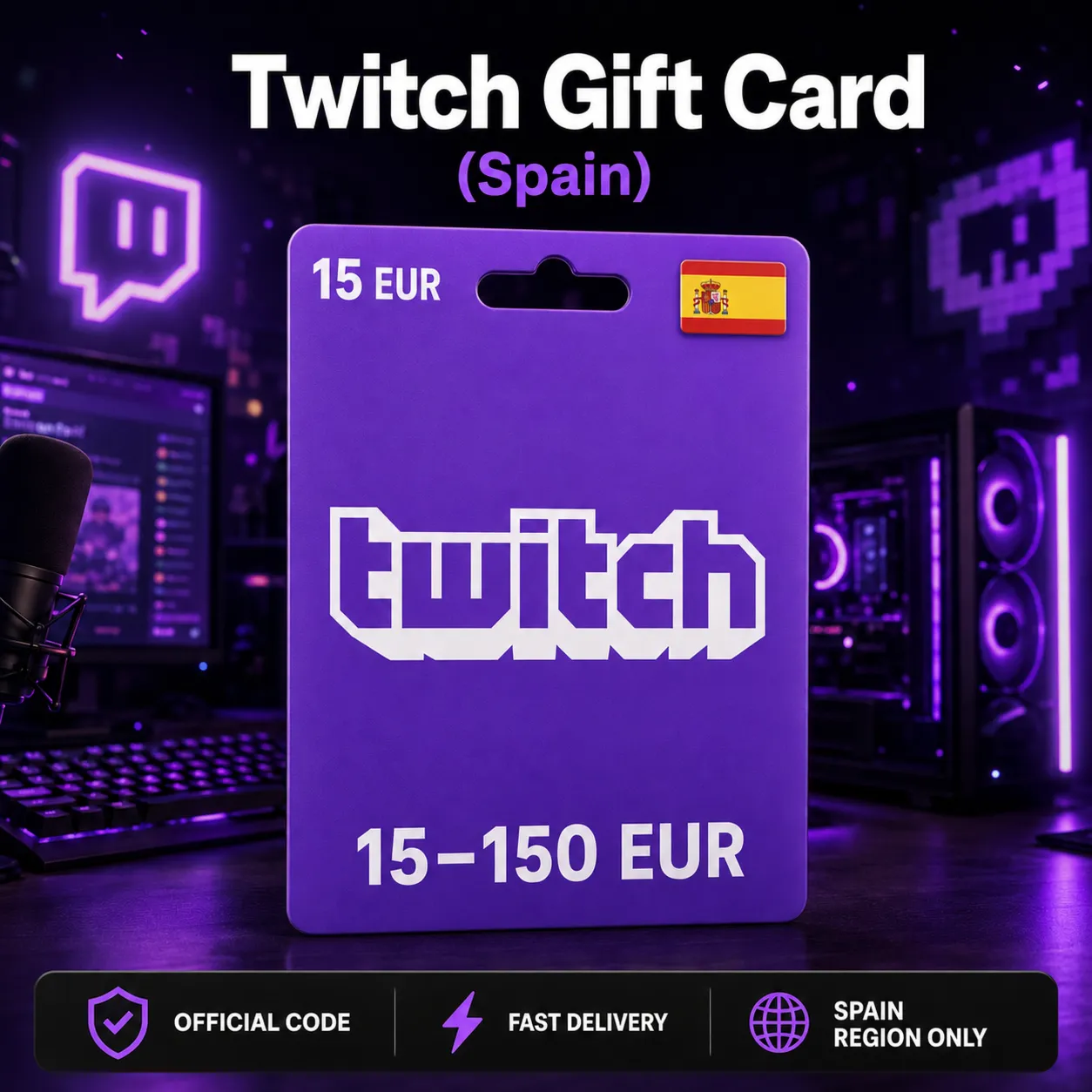 Twitch Gift Card (Испания) 15–150 EUR | Код пополнения