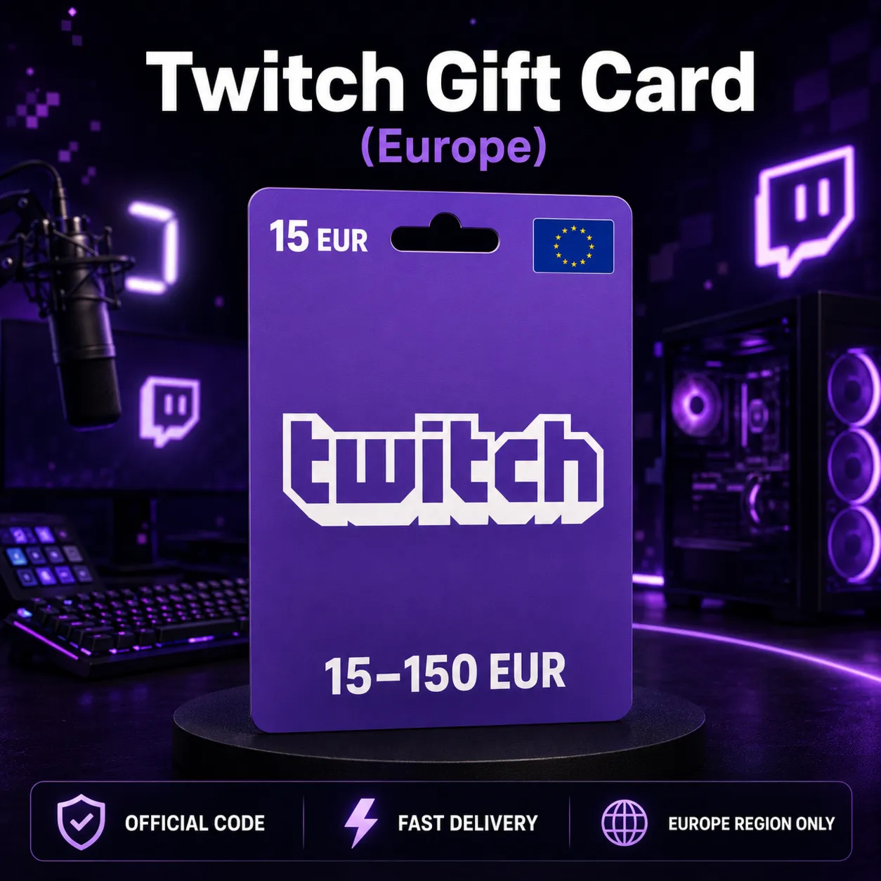 Twitch Gift Card (Европа) 15–150 EUR | Код пополнения