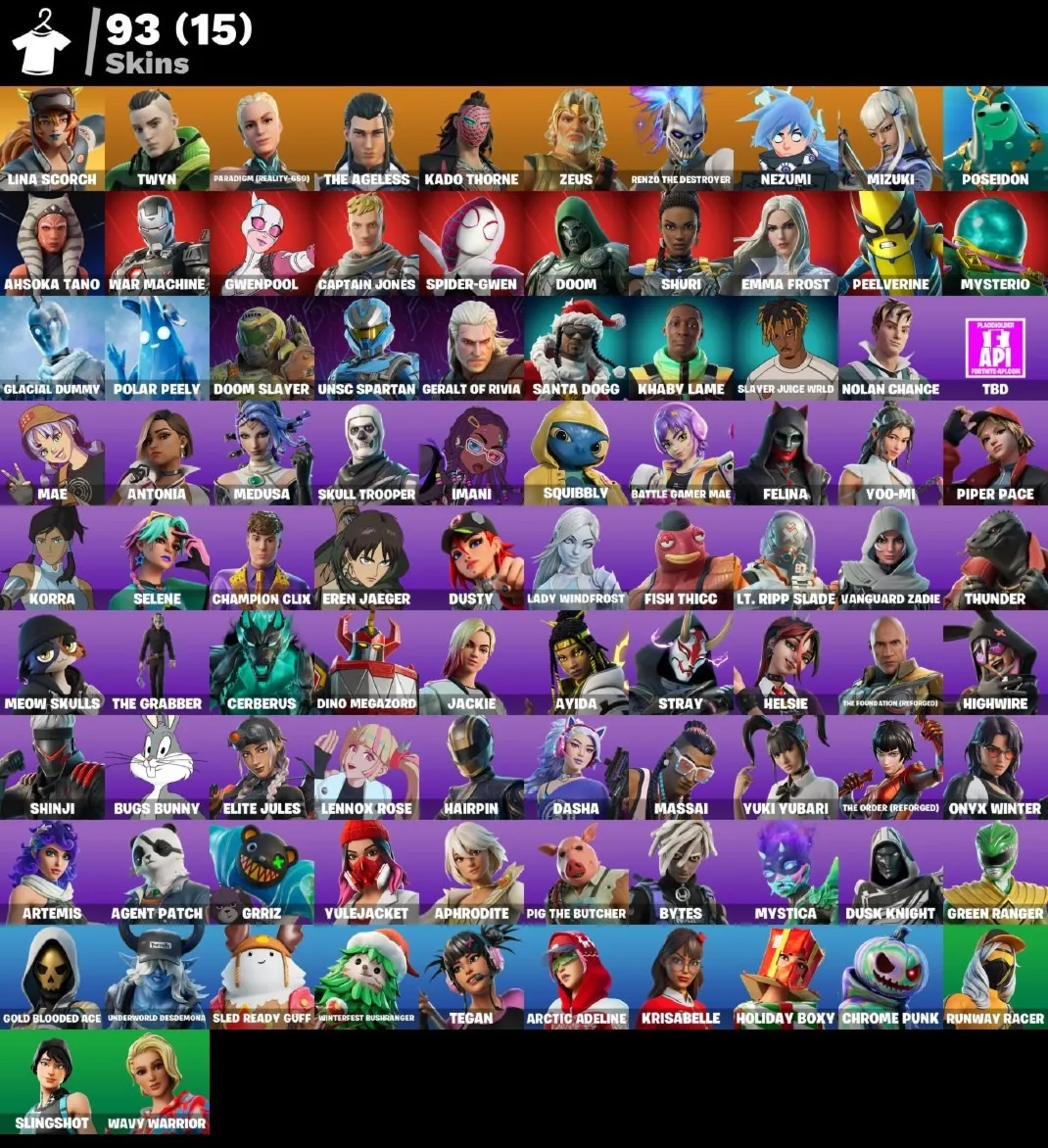Мгновенный доступ • FN (все платформы) • 93 skins • Zeus • 600 VB • Полный доступ