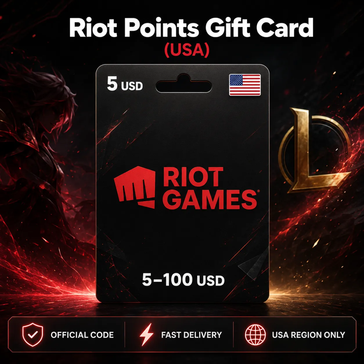 Riot Points Gift Card (США) 5–100 USD | Код пополнения - irongamers.ru