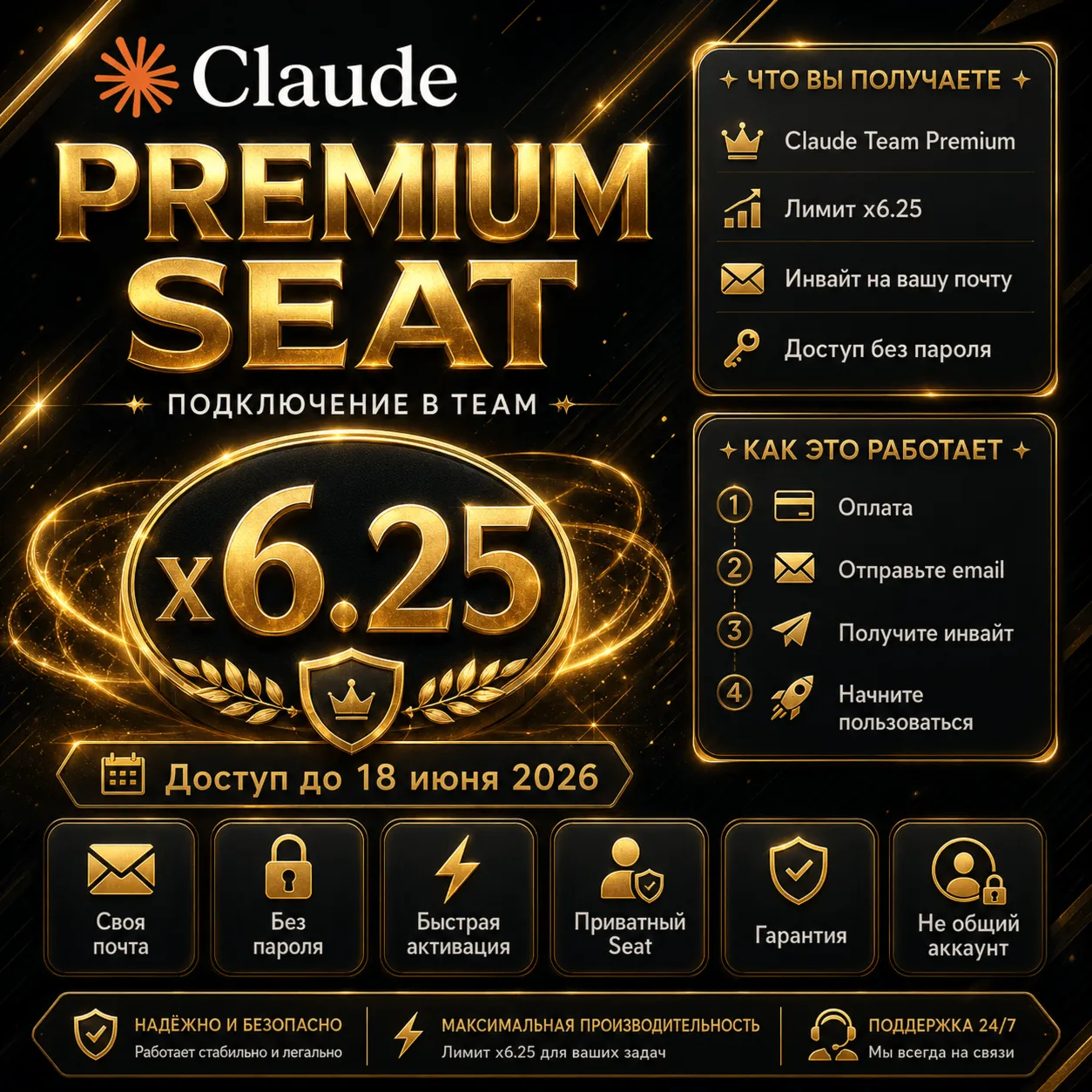 Claude Team Premium 6.25x | Opus 4.8 | Своя почта | Гарантия 10 Июль - irongamers.ru