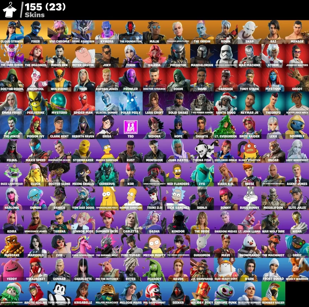 Мгновенный доступ • FN (все платформы) • 155 skins • Cloud Striker • Полный доступ