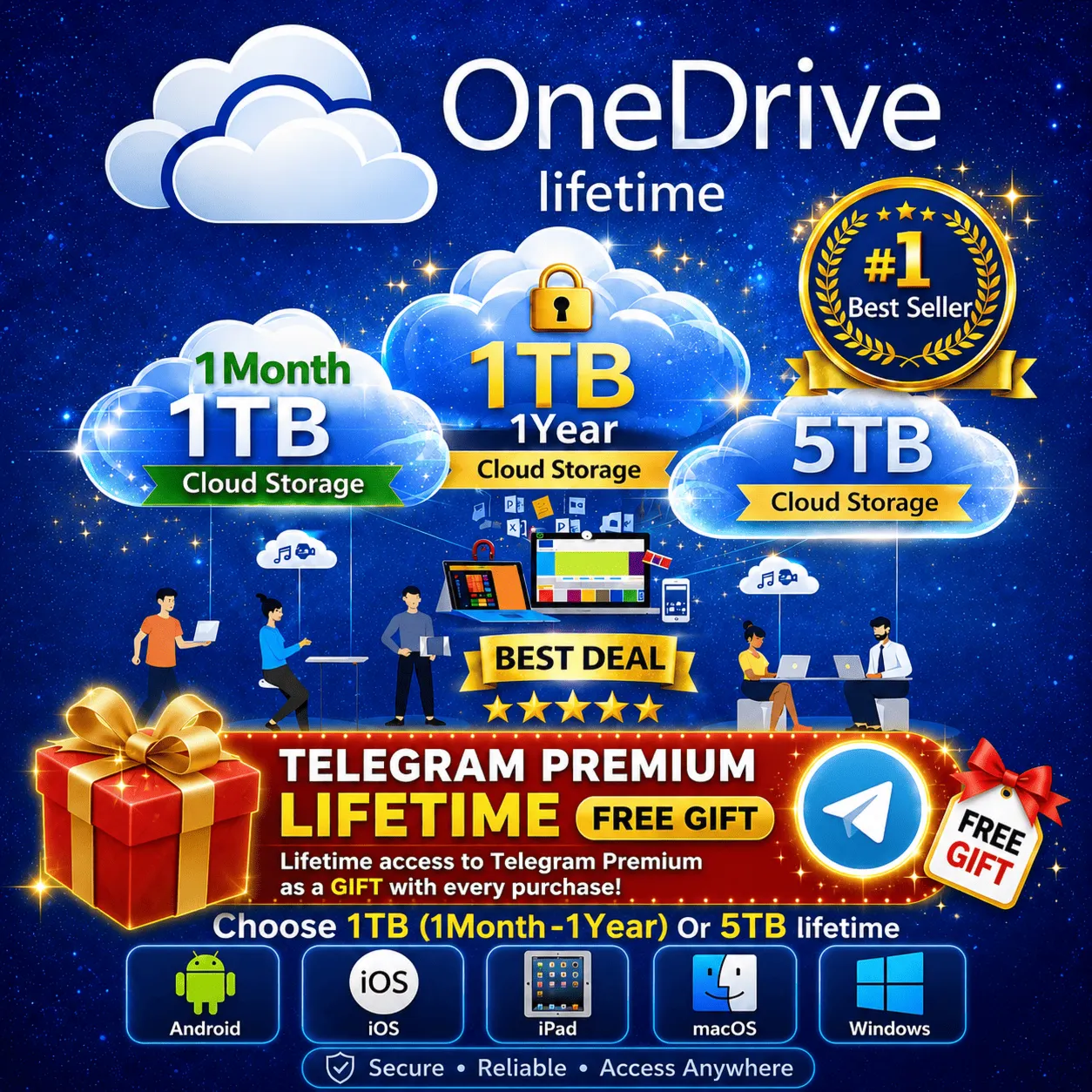 OneDrive 5ТБ и 1ТБ на 1 год | Частный и с привязкой к вашей почте + Подарок Telegram - irongamers.ru
