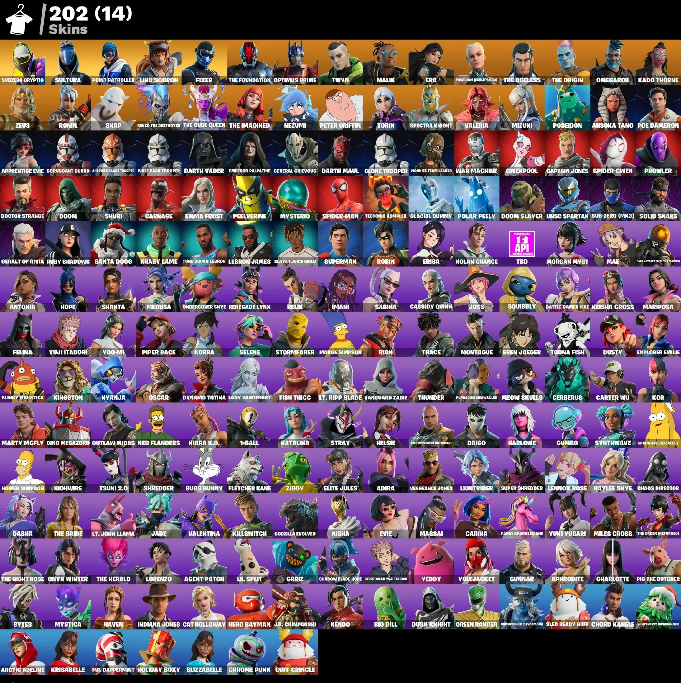 Мгновенный доступ • FN (все платформы) • 202 skins • 2000 VB • Полный доступ