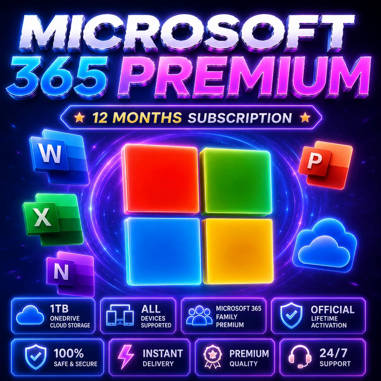 Microsoft 365 Family — Премиум Активация | 12 Мес | 1TB | Все устройства
