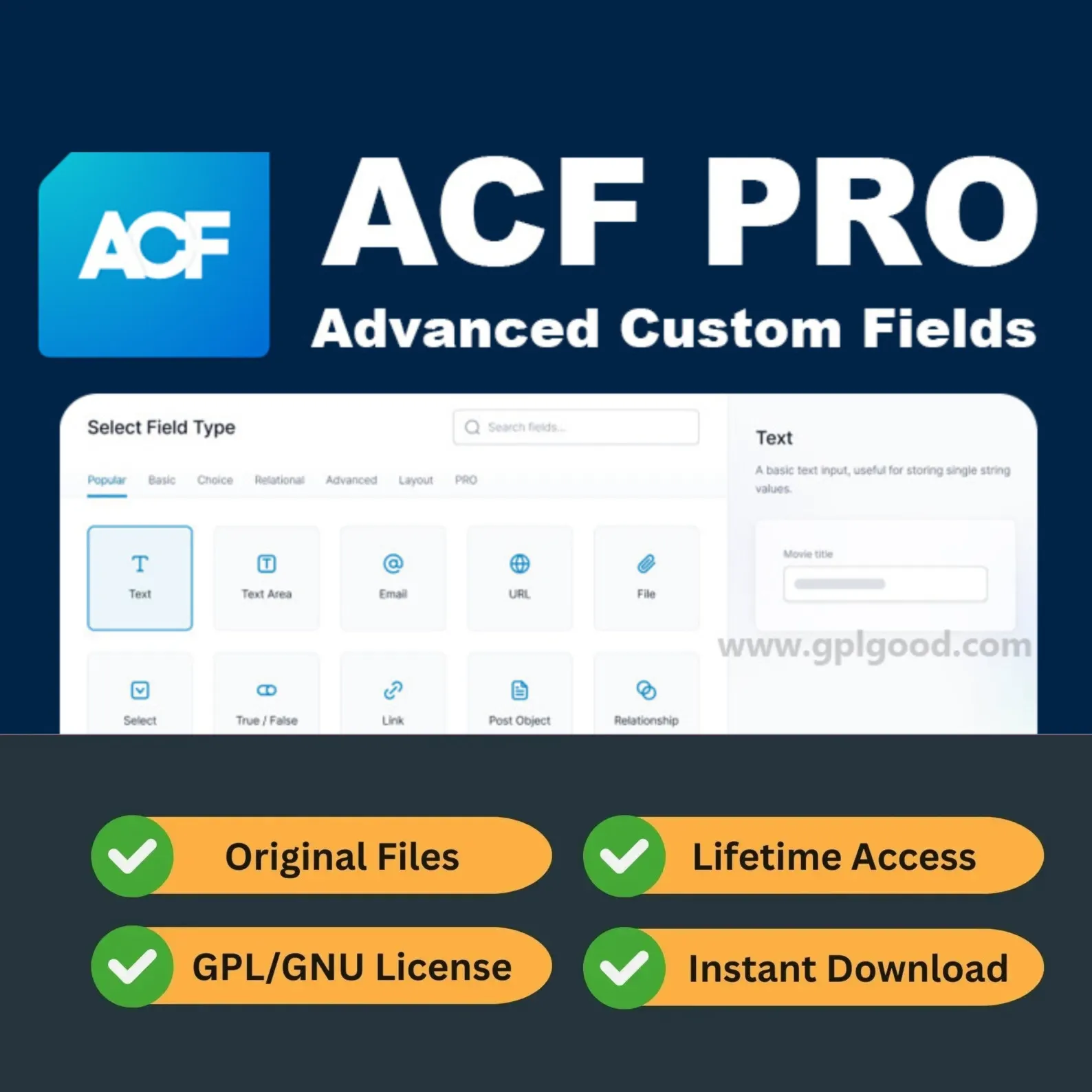 Advanced Custom Fields Pro Plugin ( GPL Version )