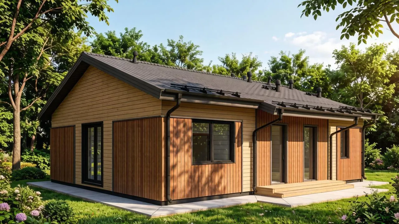 FH-2 — каркасный дом 160,6 м², 3 спальни, мастер спальня, сауна и терраса