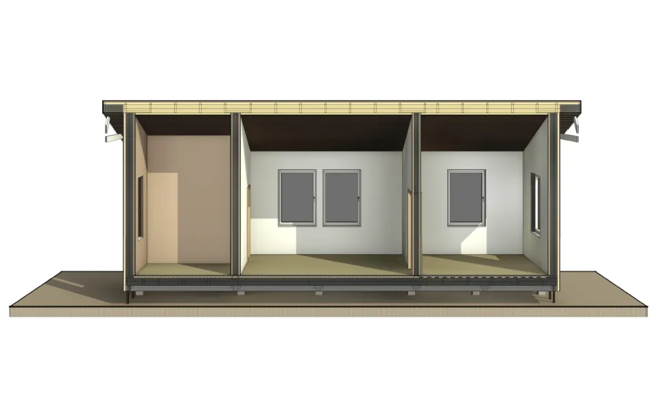 FH-10 — каркасный дом 96,1 м², 2 спальни, сауна и терраса
