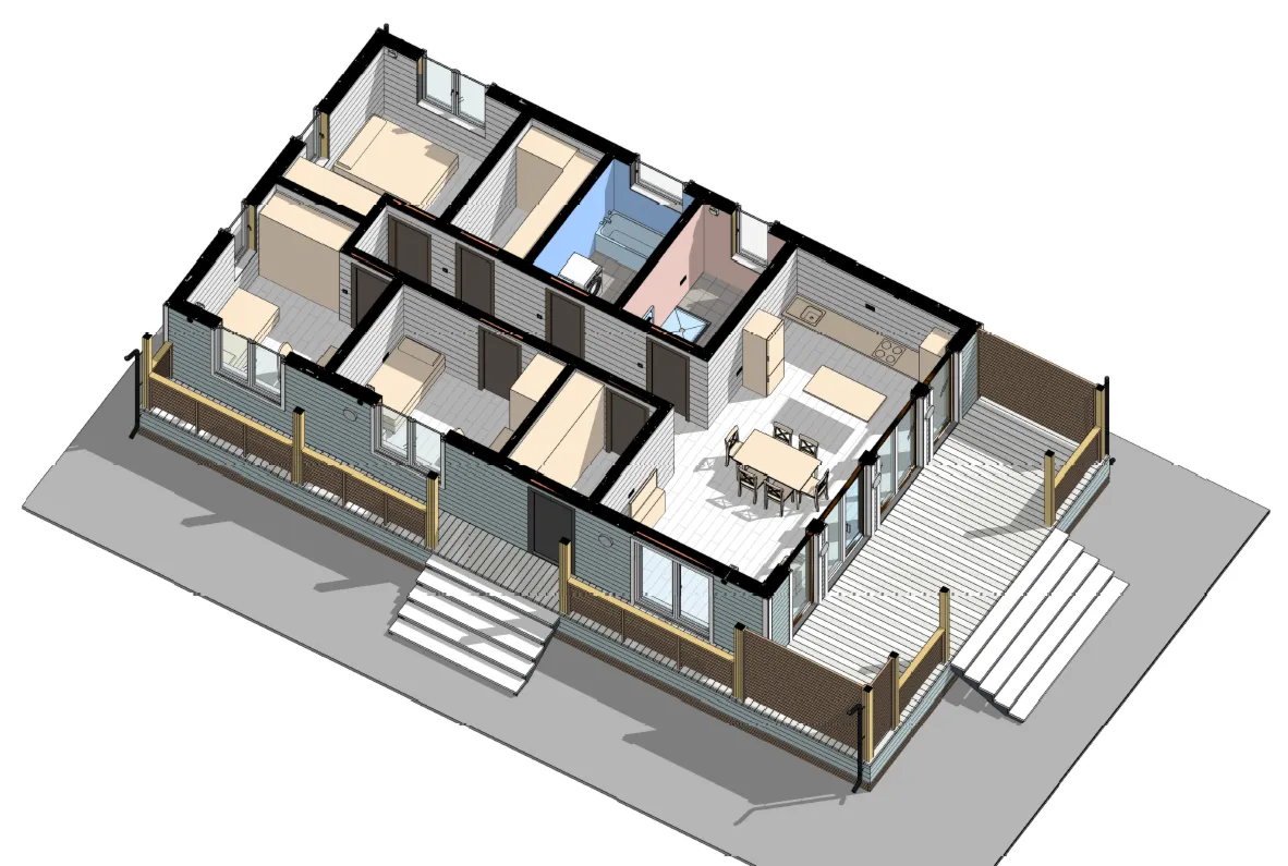FH-11 — каркасный дом 157 м², 3 спальни, котельная, терраса