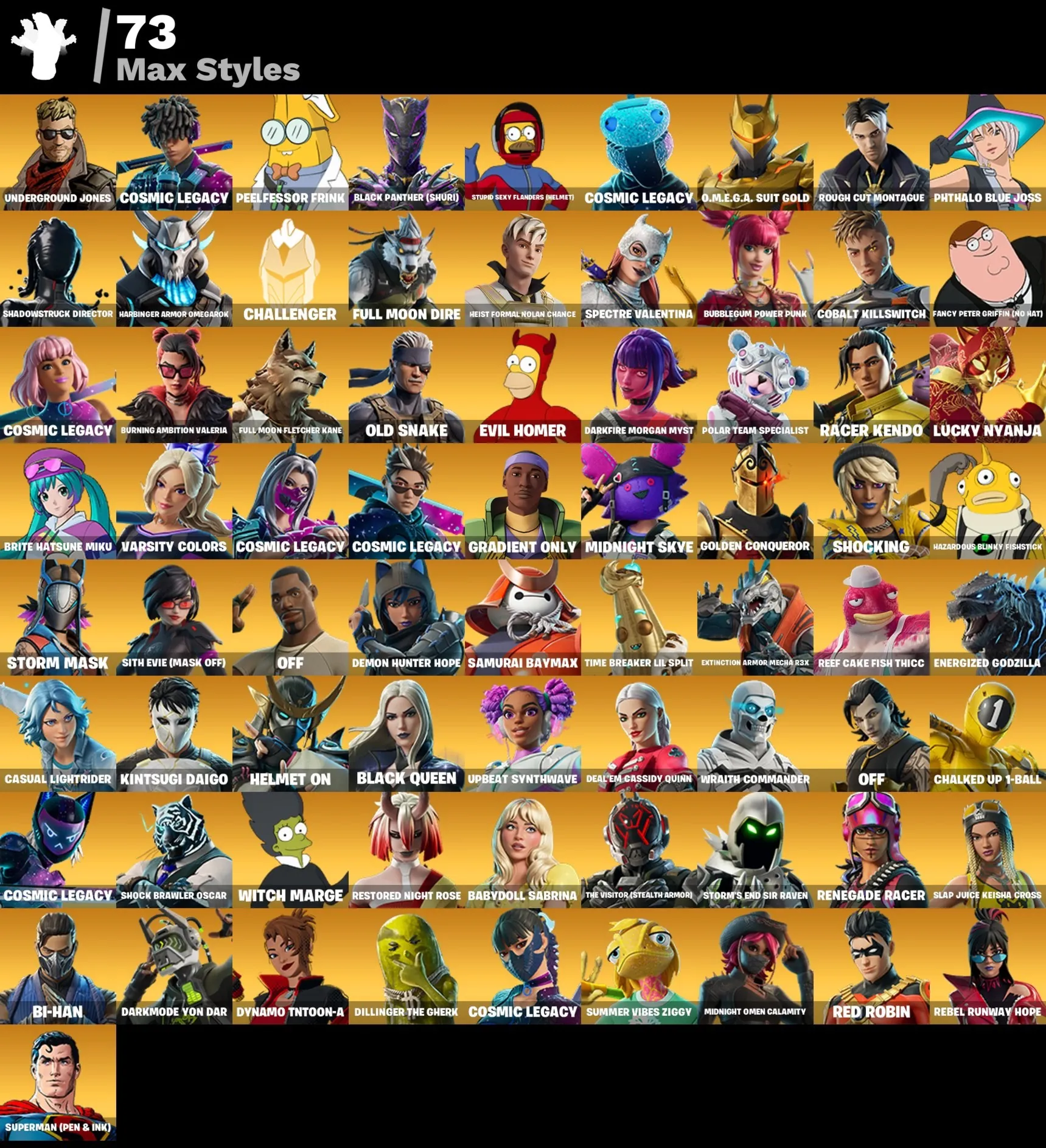 Мгновенный доступ • FN (все платформы) • 178 skins • 1450 VB • Полный доступ