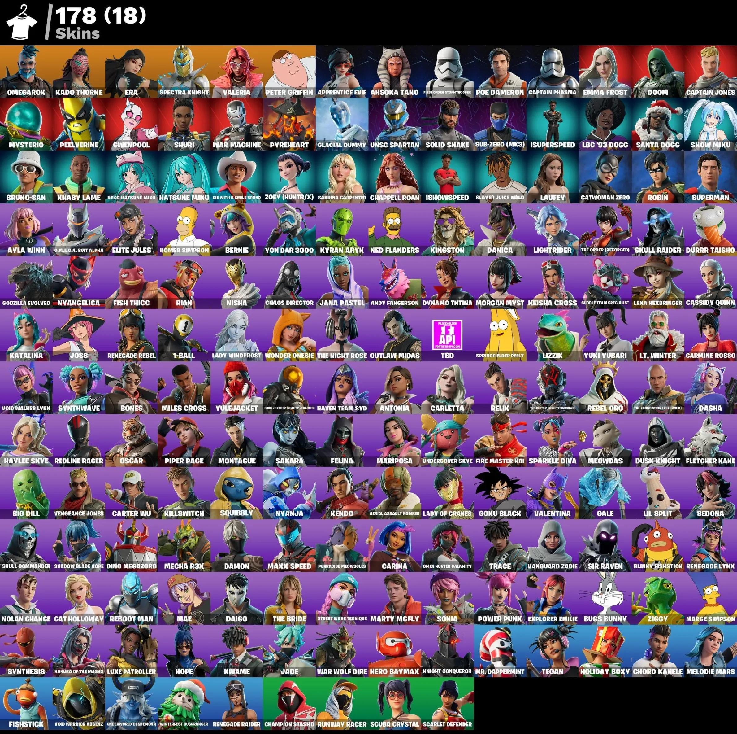 Мгновенный доступ • FN (все платформы) • 178 skins • 1450 VB • Полный доступ