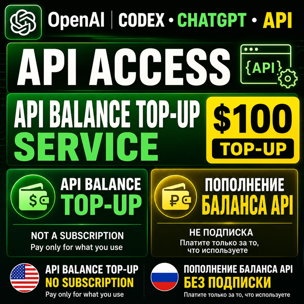Пополнение баланса GPT API KEY | GPT 5.5 — ЛЮБАЯ МОДЕЛЬ