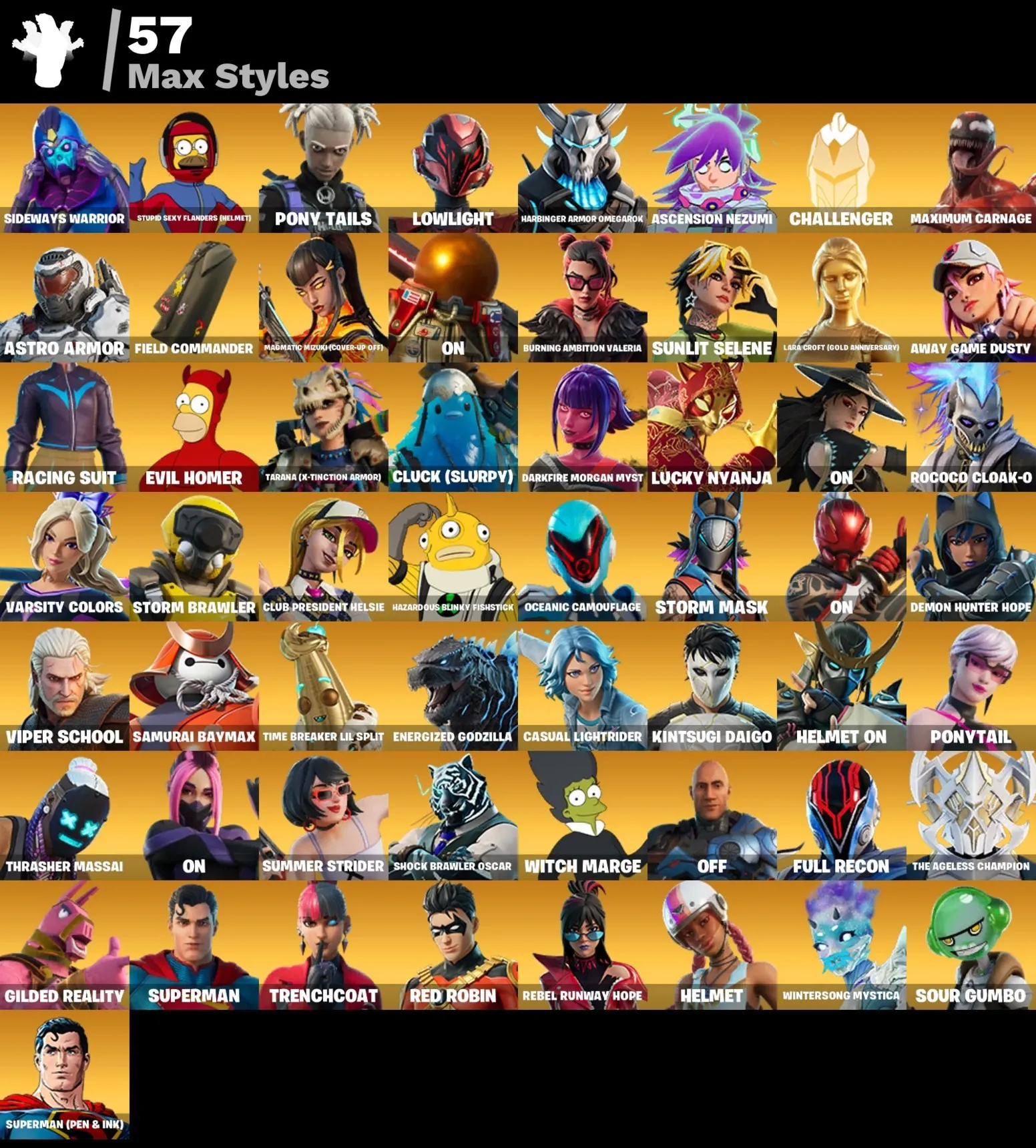Мгновенный доступ • FN (все платформы) • 173 skins • 1850 VB • Полный доступ