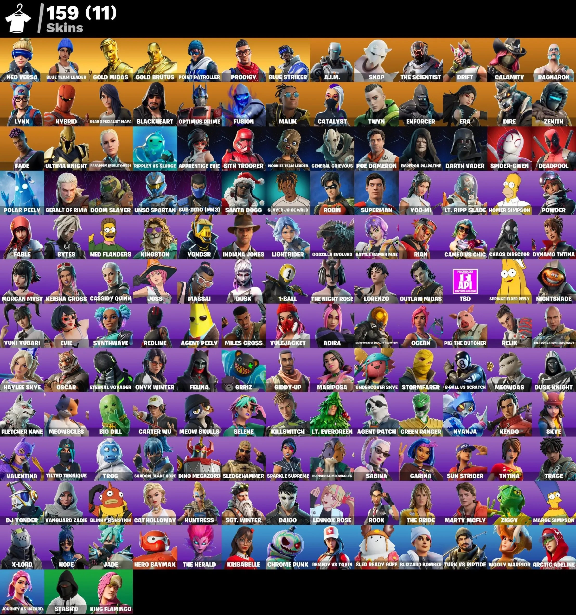 Мгновенный доступ • FN (все платформы)•159 skins•Neo Versa•1900 VB•Полный доступ