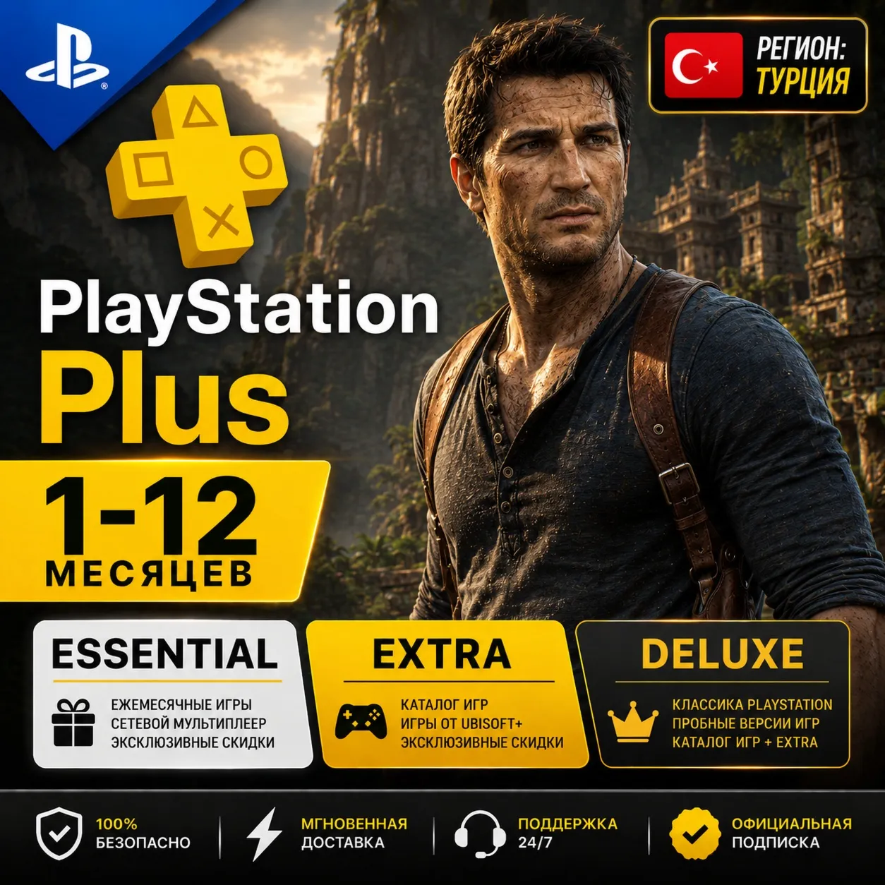 PlayStation Plus Подписка 1 - 12 месяцев ТУРЦИЯ