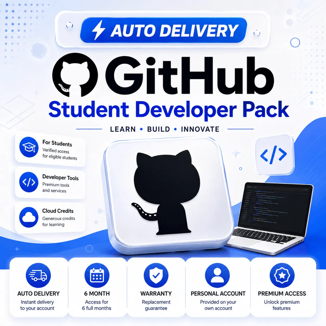 [АВТОМАТИЧЕСКАЯ ПОСТАВКА] GitHub Student Developer Pack | 6 месяцев