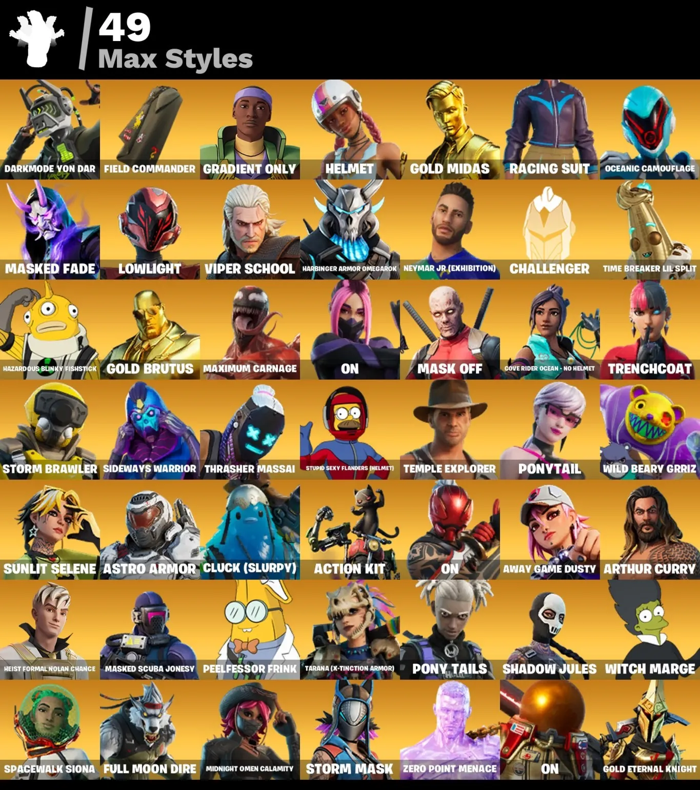 Мгновенный доступ • FN (все платформы) • 165 skins • 1350 VB • Полный доступ