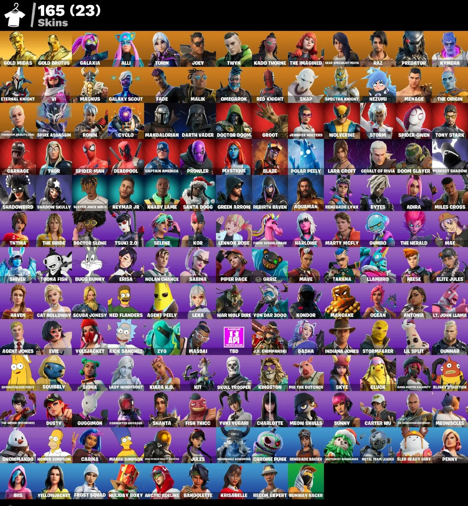 Мгновенный доступ • FN (все платформы) • 165 skins • 1350 VB • Полный доступ