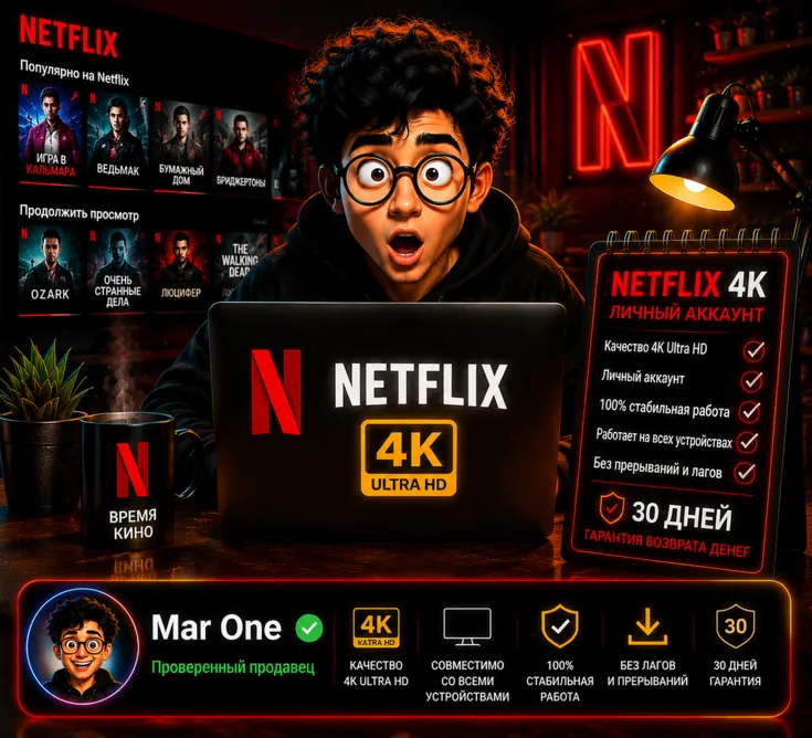 NETFLIX PREMIUM 4K ULTRA HD В РФ РАБОТАЕТ/ 1 МЕСЯЦ - irongamers.ru