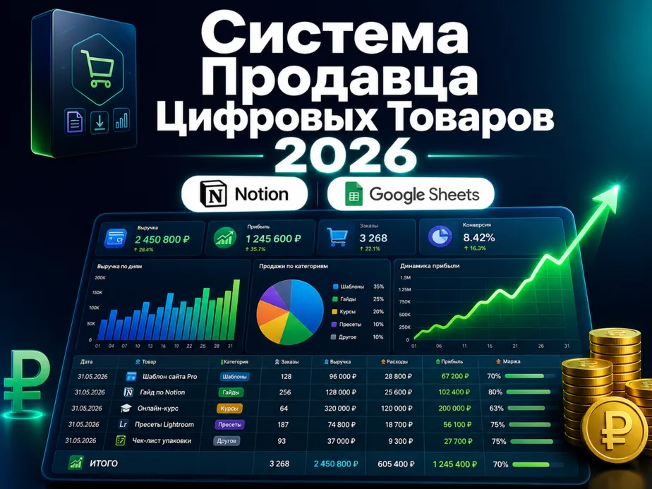 Система учёта продаж цифровых товаров 2026 Notion и Google Sheets