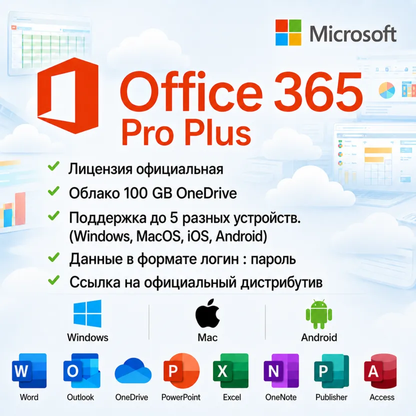 Microsoft Office 365 Pro Plus | Полный набор приложений – для 5 устройств - irongamers.ru