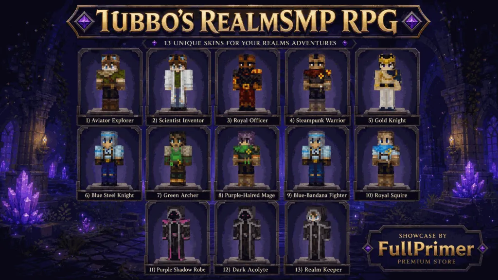 🔑 КЛЮЧ Java & Bedrock Edition🔵 «Tubbo's RealmSMP RPG»🔵 «СКИН ПАК ИЗ 13 ШТУК»