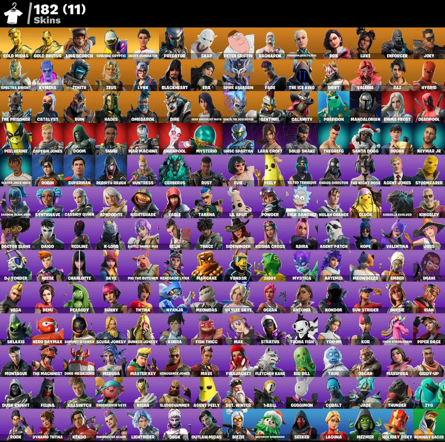 Мгновенный доступ • FN (все платформы) • 182 skins • 550 VB• Полный доступ