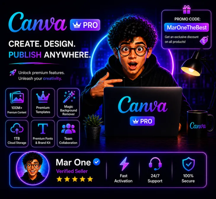 Подписка Canva Pro (1–6 месяцев) | Премиальный доступ к дизайну | Мгновенная доставка