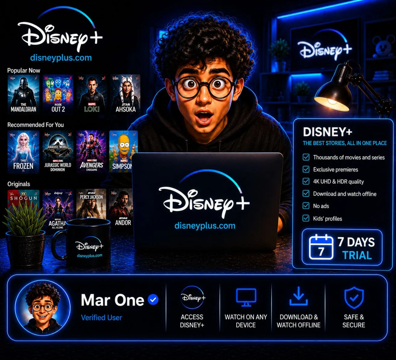 Disney Plus Trio Premium 12 месяцев совместного доступа Высококачественный аккаунт