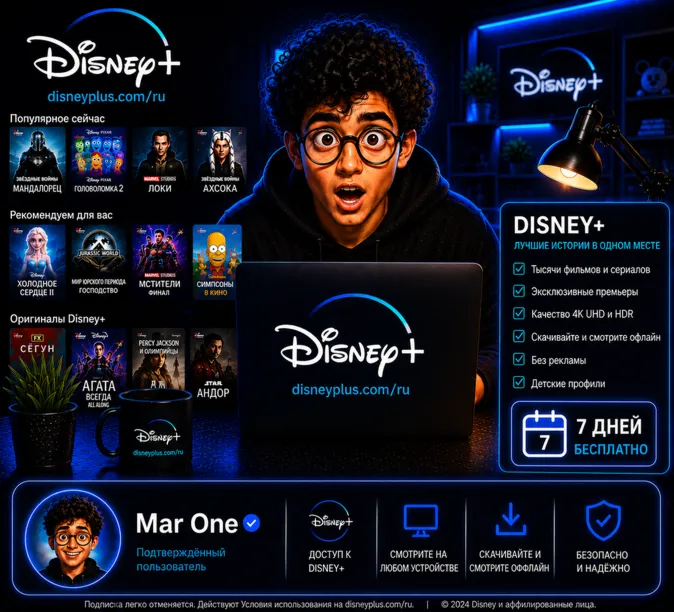 Disney Plus Trio Premium 12 месяцев совместного доступа Высококачественный аккаунт
