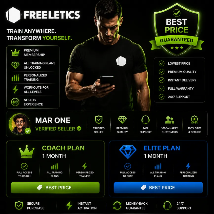 Преобразите своё тело с Freeletics Premium – Полный доступ на 12 месяцев| ИИ-Тренер