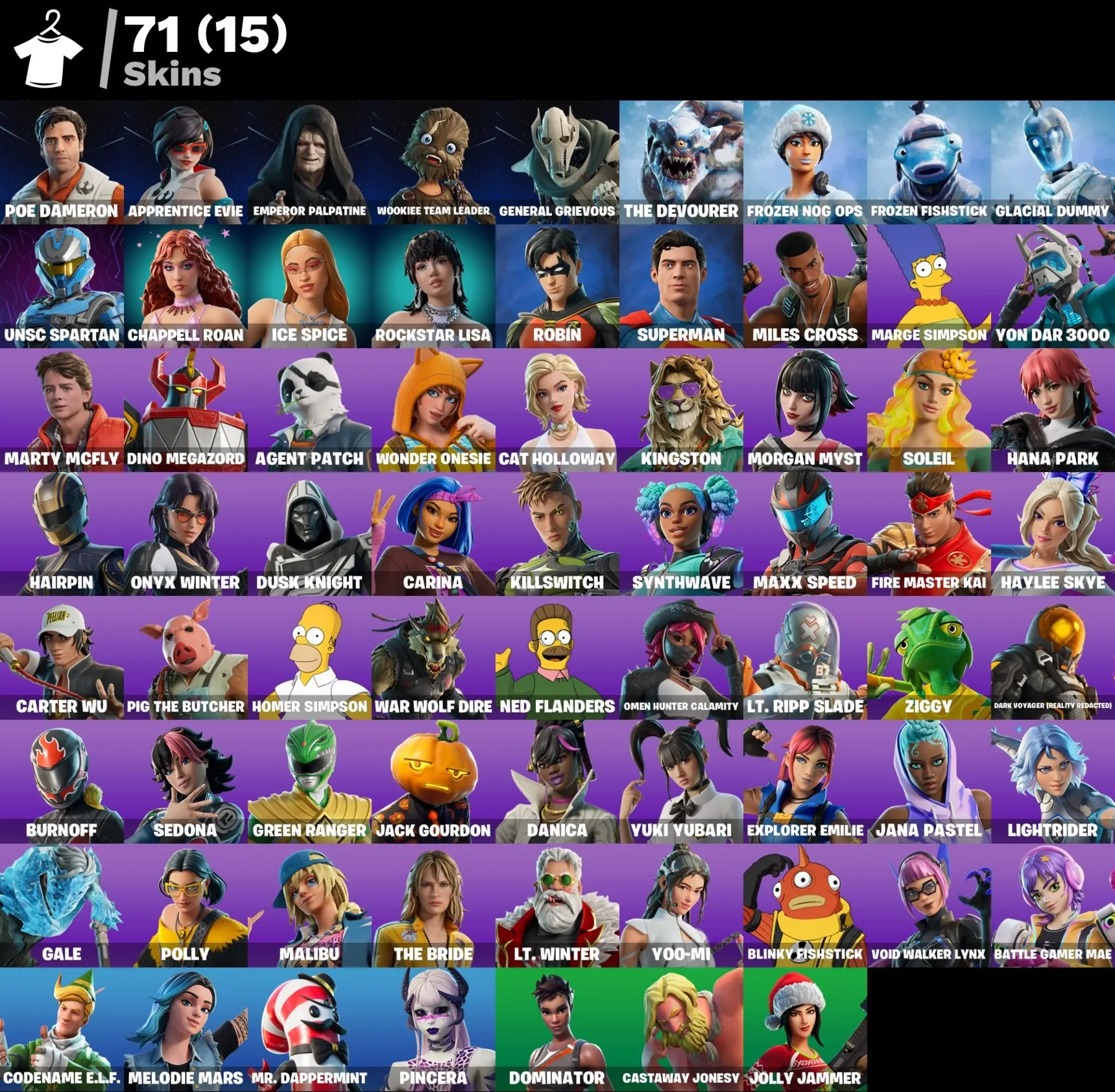 Мгновенный доступ • FN (все платформы) • 71 skins • Poe Dameron • Полный доступ