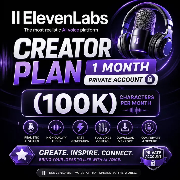 План ElevenLabs Creator: личный аккаунт на 1 месяц (10 000 кредитов) - irongamers.ru