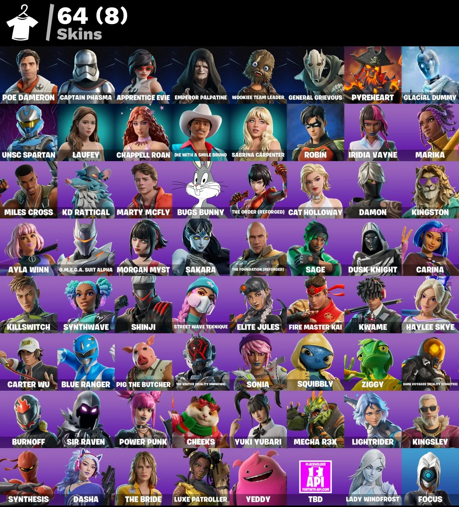 Мгновенный доступ • FN (все платформы) • 64 skins • Poe Dameron • Полный доступ