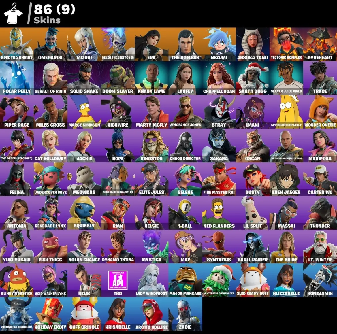 Мгновенный доступ • FN (все платформы) • 86 skins • Spectra Knight • Полный доступ