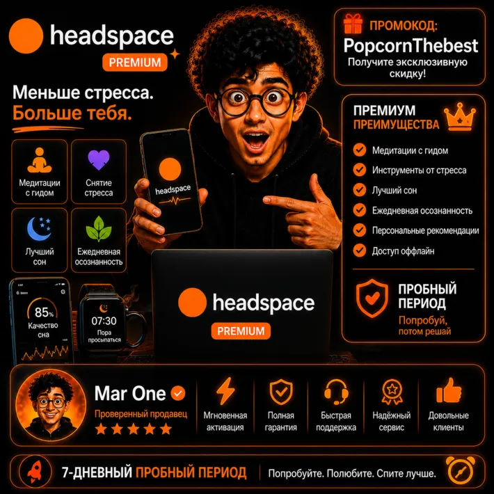 🧘 HEADSPACE PREMIUM | 1–12 МЕСЯЦЕВ | ЛИЧНЫЙ АККАУНТ | БЫСТРАЯ АКТИВАЦИЯ | MAR ONE ⭐