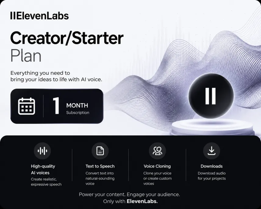 План ELEVENLABS для создателей/стартовых пользователей
