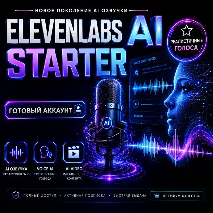 🔥 ElevenLabs Starter 1 Месяц | 12 Месяцев
