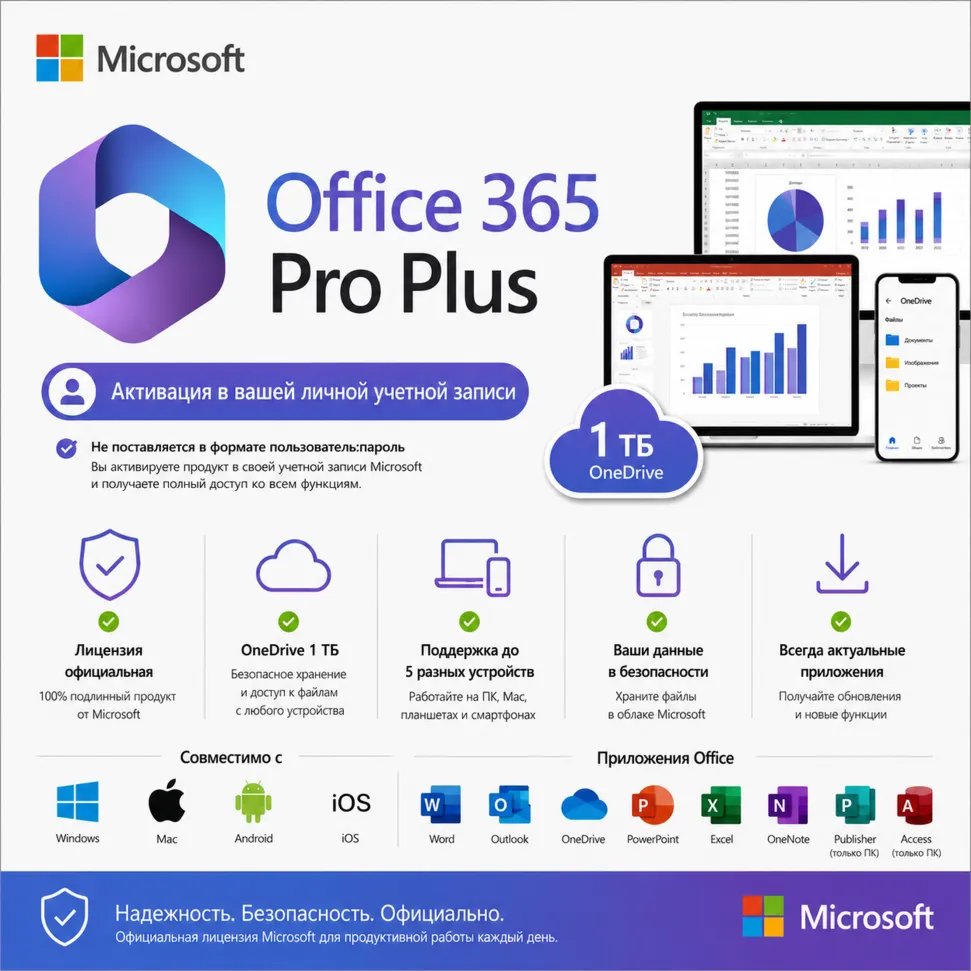 Office 365 Pro Plus в вашем аккаунте — 1 ТБ OneDrive | 5 Устройств | 1 Year - irongamers.ru