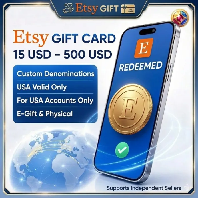 Подарочная карта Etsy от 15 до 500 долларов США (США)