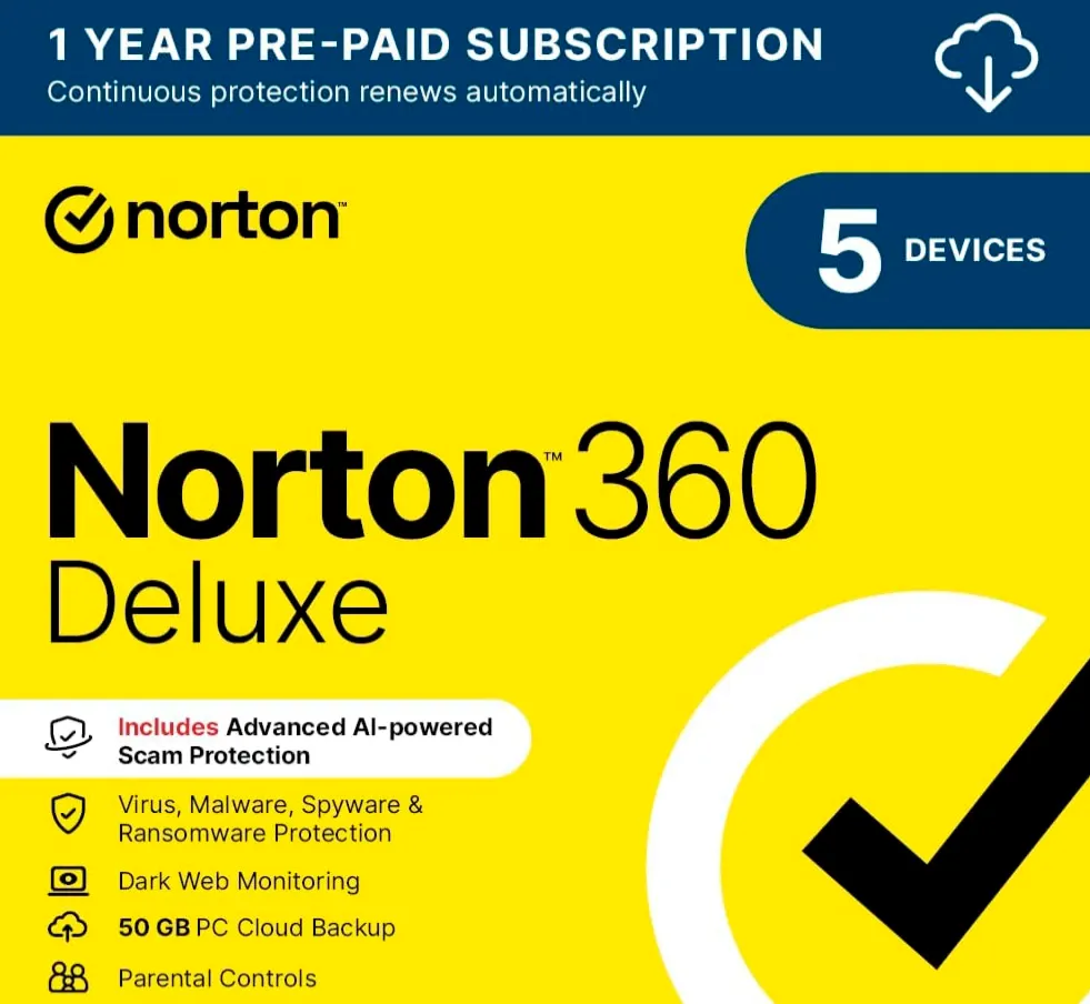 Norton 360 Deluxe 2026 | 5 Devices and ‎12 Month Официальный ключ